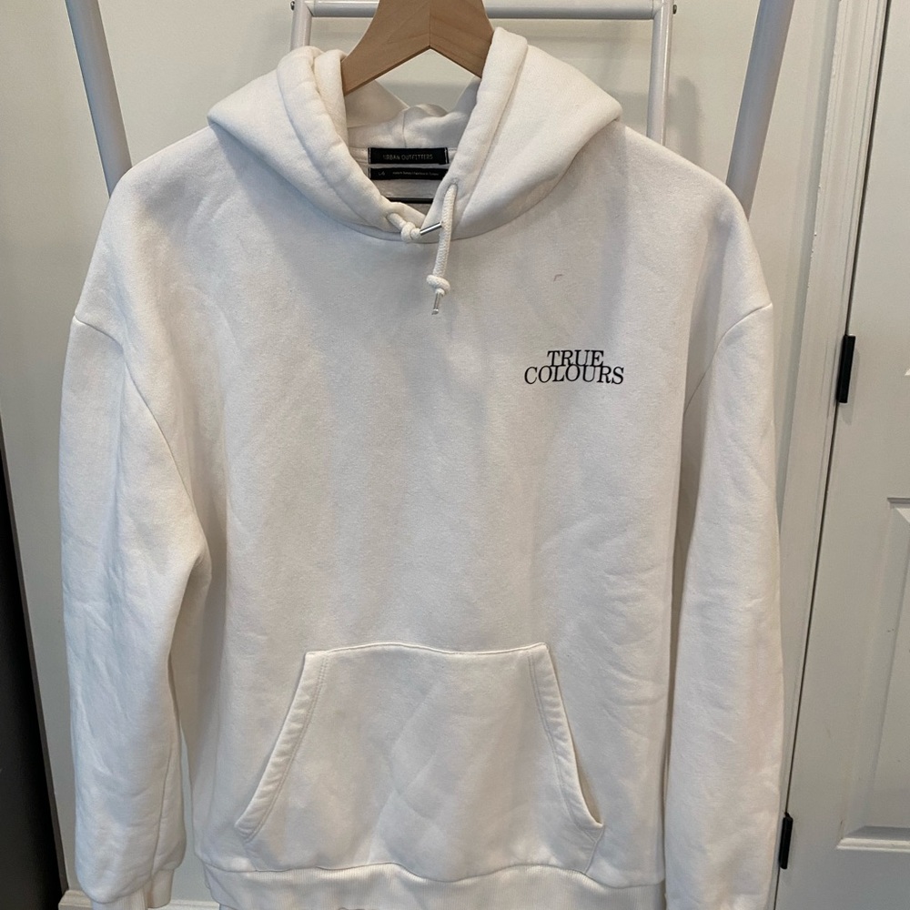 Urban Outfitters White Hoodie with Embroidered Text
